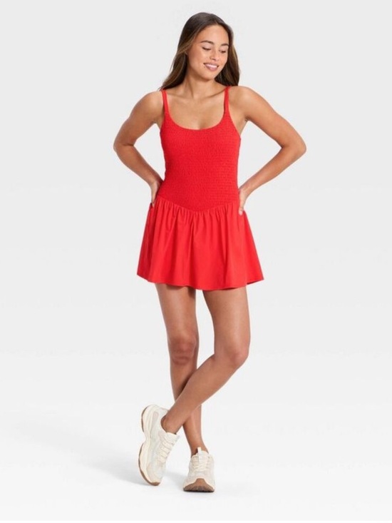 JoyLab Dresses & Skirts - JoyLab Red Smocked Drop Waist Activewear
